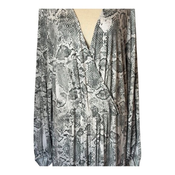 Haute Hippie Dress Women 3X Gray Snakeskin Jersey Tribe Maya V Neck Maxi Jungle - Picture 5 of 11